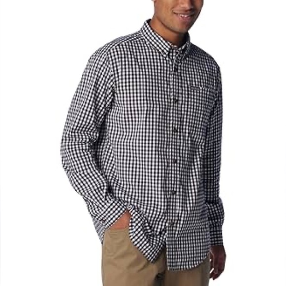 Columbia Men’s XL Rapid Rivers black white gingham long sleeve button down - Picture 1 of 10